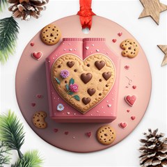 Cookies Valentine Heart Holiday Gift Love Ornament (round) by Ndabl3x