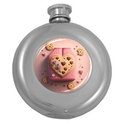 Cookies Valentine Heart Holiday Gift Love Round Hip Flask (5 Oz) by Ndabl3x