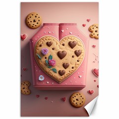 Cookies Valentine Heart Holiday Gift Love Canvas 12  X 18  by Ndabl3x