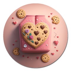 Cookies Valentine Heart Holiday Gift Love Magnet 5  (round) by Ndabl3x