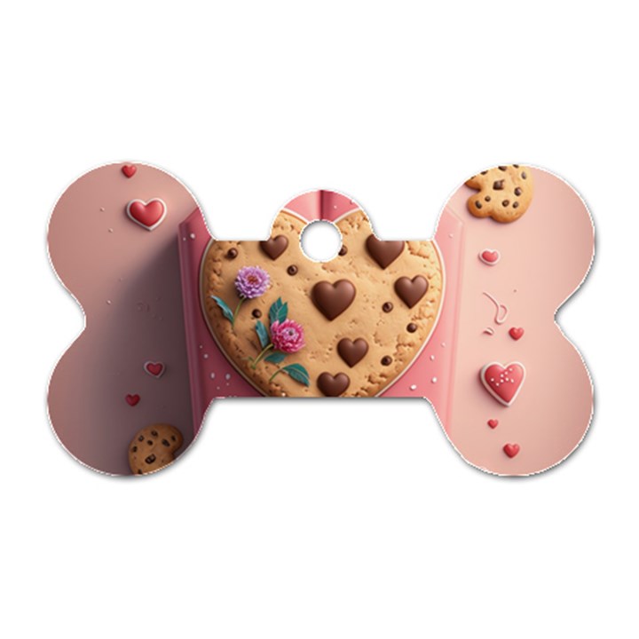 Cookies Valentine Heart Holiday Gift Love Dog Tag Bone (One Side)