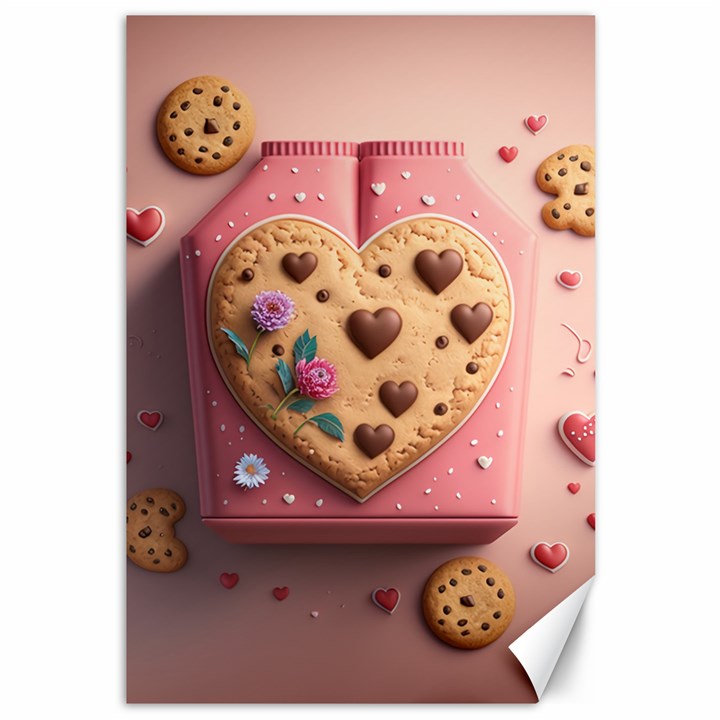 Cookies Valentine Heart Holiday Gift Love Canvas 12  x 18 