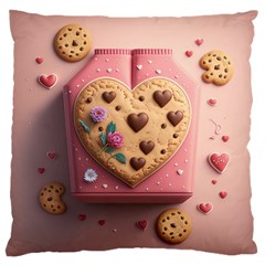 Cookies Valentine Heart Holiday Gift Love Large Cushion Case (one Side) by Ndabl3x