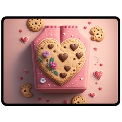 Cookies Valentine Heart Holiday Gift Love Fleece Blanket (large) by Ndabl3x