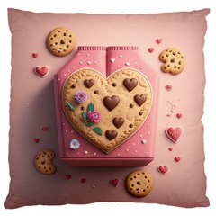 Cookies Valentine Heart Holiday Gift Love Large Premium Plush Fleece Cushion Case (one Side) by Ndabl3x