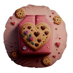 Cookies Valentine Heart Holiday Gift Love Large 18  Premium Round Cushions