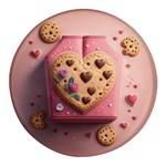 Cookies Valentine Heart Holiday Gift Love Round Glass Fridge Magnet (4 pack) Front