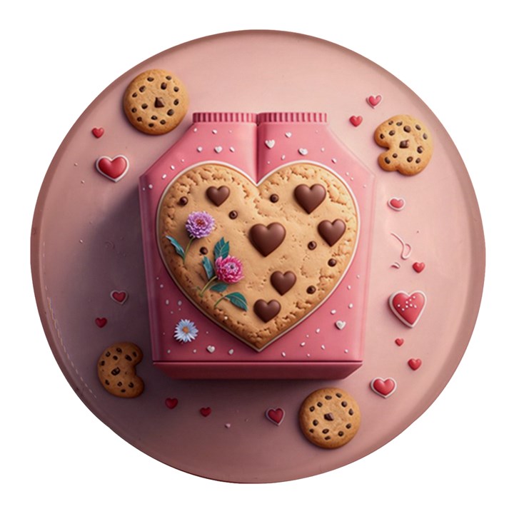 Cookies Valentine Heart Holiday Gift Love Round Glass Fridge Magnet (4 pack)