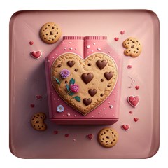 Cookies Valentine Heart Holiday Gift Love Square Glass Fridge Magnet (4 Pack) by Ndabl3x