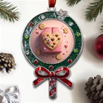 Cookies Valentine Heart Holiday Gift Love Metal X Mas Lollipop with Crystal Ornament Front