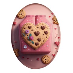 Cookies Valentine Heart Holiday Gift Love Oval Glass Fridge Magnet (4 Pack)