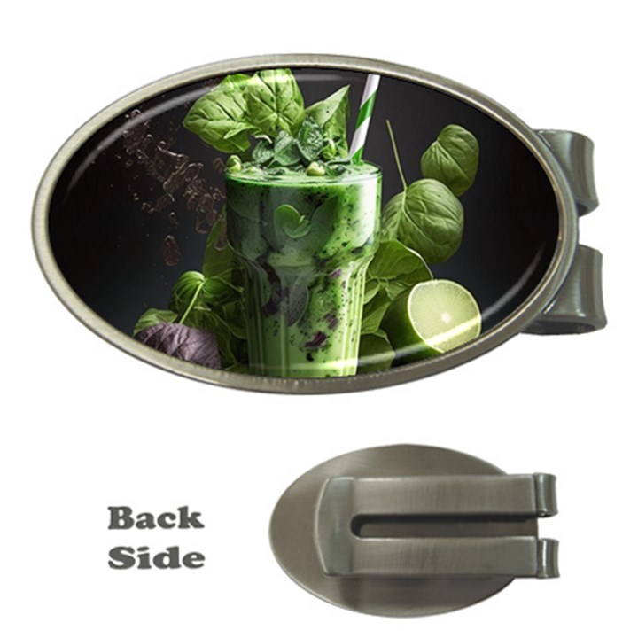 Drink Spinach Smooth Apple Ginger Money Clips (Oval) 