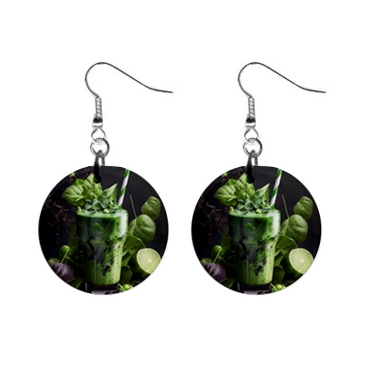 Drink Spinach Smooth Apple Ginger Mini Button Earrings