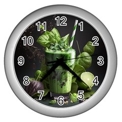 Drink Spinach Smooth Apple Ginger Wall Clock (silver)