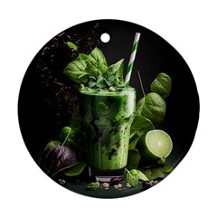 Drink Spinach Smooth Apple Ginger Round Ornament (two Sides)