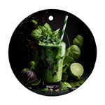 Drink Spinach Smooth Apple Ginger Round Ornament (Two Sides) Front