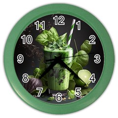 Drink Spinach Smooth Apple Ginger Color Wall Clock by Ndabl3x