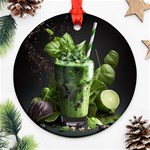 Drink Spinach Smooth Apple Ginger Round Ornament (Two Sides) Front