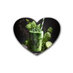 Drink Spinach Smooth Apple Ginger Rubber Heart Coaster (4 pack) Front