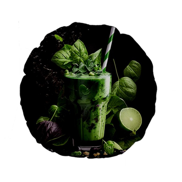 Drink Spinach Smooth Apple Ginger Standard 15  Premium Round Cushions