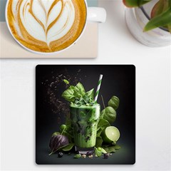 Drink Spinach Smooth Apple Ginger Uv Print Square Tile Coaster  by Ndabl3x