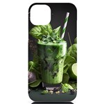 Drink Spinach Smooth Apple Ginger iPhone 14 Plus Black UV Print Case Front