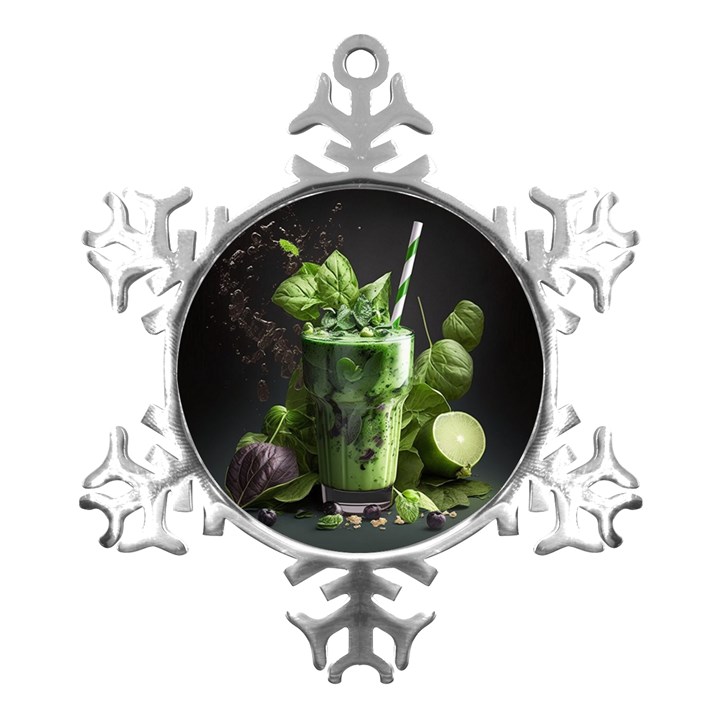 Drink Spinach Smooth Apple Ginger Metal Small Snowflake Ornament