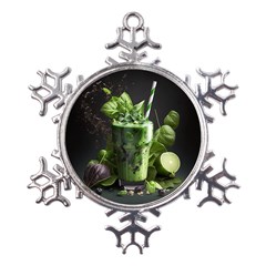 Drink Spinach Smooth Apple Ginger Metal Large Snowflake Ornament by Ndabl3x