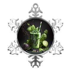 Drink Spinach Smooth Apple Ginger Metal Small Snowflake Ornament by Ndabl3x