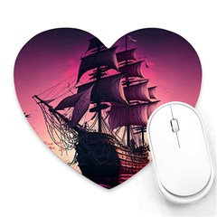 Ship Pirate Adventure Landscape Ocean Sun Heaven Heart Mousepad by Ndabl3x