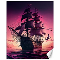 Ship Pirate Adventure Landscape Ocean Sun Heaven Canvas 11  X 14  by Ndabl3x