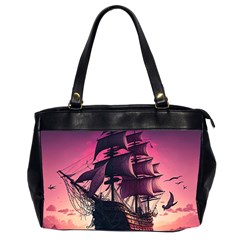 Ship Pirate Adventure Landscape Ocean Sun Heaven Oversize Office Handbag (2 Sides)