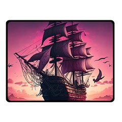 Ship Pirate Adventure Landscape Ocean Sun Heaven Fleece Blanket (small) by Ndabl3x