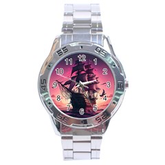 Ship Pirate Adventure Landscape Ocean Sun Heaven Stainless Steel Analogue Watch by Ndabl3x