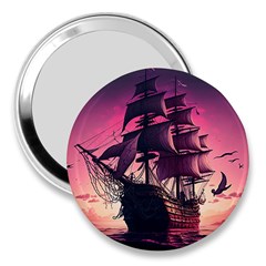 Ship Pirate Adventure Landscape Ocean Sun Heaven 3  Handbag Mirrors by Ndabl3x