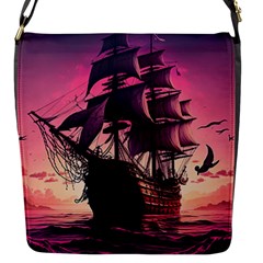 Ship Pirate Adventure Landscape Ocean Sun Heaven Flap Closure Messenger Bag (s)