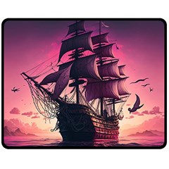 Ship Pirate Adventure Landscape Ocean Sun Heaven Two Sides Fleece Blanket (medium) by Ndabl3x