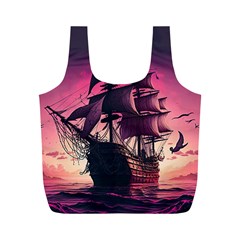 Ship Pirate Adventure Landscape Ocean Sun Heaven Full Print Recycle Bag (m) by Ndabl3x