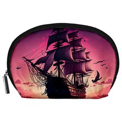 Ship Pirate Adventure Landscape Ocean Sun Heaven Accessory Pouch (large) by Ndabl3x