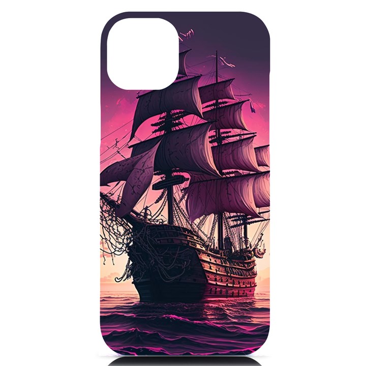 Ship Pirate Adventure Landscape Ocean Sun Heaven iPhone 14 Plus Black UV Print Case