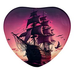 Ship Pirate Adventure Landscape Ocean Sun Heaven Heart Glass Fridge Magnet (4 Pack) by Ndabl3x