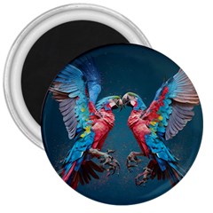 Birds Parrots Love Ornithology Species Fauna 3  Magnets by Ndabl3x