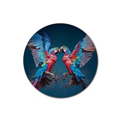 Birds Parrots Love Ornithology Species Fauna Rubber Coaster (round) by Ndabl3x