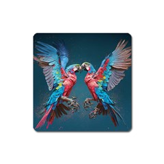 Birds Parrots Love Ornithology Species Fauna Square Magnet by Ndabl3x