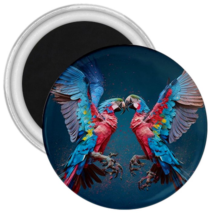 Birds Parrots Love Ornithology Species Fauna 3  Magnets