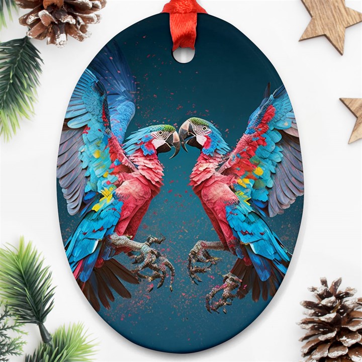 Birds Parrots Love Ornithology Species Fauna Ornament (Oval)