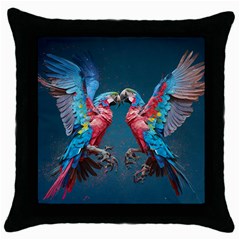 Birds Parrots Love Ornithology Species Fauna Throw Pillow Case (black) by Ndabl3x