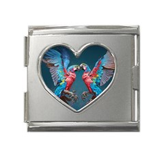 Birds Parrots Love Ornithology Species Fauna Mega Link Heart Italian Charm (18mm) by Ndabl3x