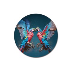 Birds Parrots Love Ornithology Species Fauna Magnet 3  (round) by Ndabl3x