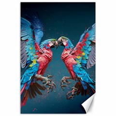 Birds Parrots Love Ornithology Species Fauna Canvas 24  X 36  by Ndabl3x